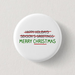 Badge Rond 2,50 Cm Joyeux Noël, pas Bonnes Fêtes