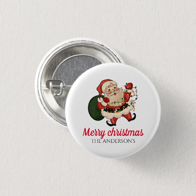 Badge Rond 2,50 Cm Joyeux Noël père Noël (Devant & derrière)