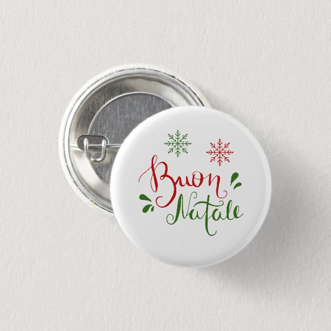 Badge Rond 2,50 Cm Joyeux Noël Rouge Vert italien (Devant & derrière)