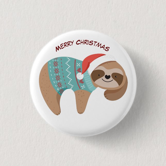 Badge Rond 2,50 Cm Joyeux Noël Sloth (Devant)