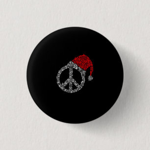 Badge Rond 2,50 Cm Joyeux Noël Symbole hippie Casquette du Père Noë