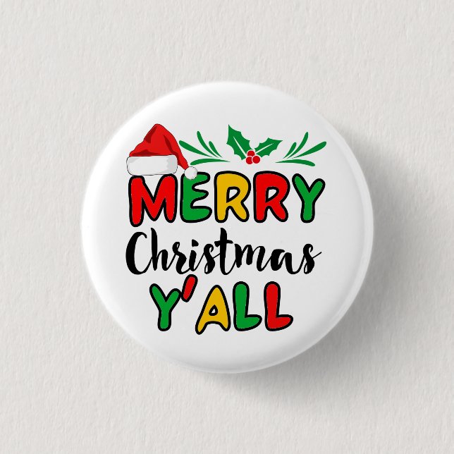 Badge Rond 2,50 Cm Joyeux Noël Y'all (Devant)