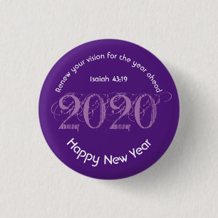 Badge Rond 2,50 Cm Joyeux Nouvel An RENOUVELÉ VISION 2020 élégant vio