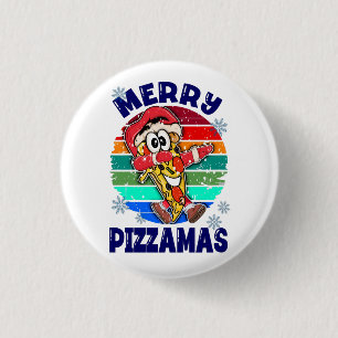 Badge Rond 2,50 Cm Joyeux Pizzamas, Drôle Pizza de Noël