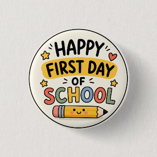 Badge Rond 2,50 Cm Joyeux Premier Jour d'École Crayon Mignon Kawaii