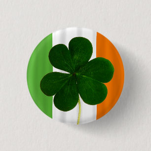 Badge Rond 2,50 Cm Joyeux Shamrock du drapeau irlandais de la Saint P