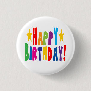 Badge Rond 2,50 Cm Joyeux texte d'anniversaire coloré
