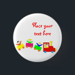 Badge Rond 2,50 Cm Joyeux Train pour enfants<br><div class="desc">Train plein d'enfants heureux. Grand espace de copie. Parfait comme carte de voeux ou invitation aux fêtes et anniversaires. Le bonheur,  l'amitié,  le concept de joie.</div>