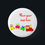 Badge Rond 2,50 Cm Joyeux Train pour enfants<br><div class="desc">Train plein d'enfants heureux. Grand espace de copie. Parfait comme carte de voeux ou invitation aux fêtes et anniversaires. Le bonheur, l'amitié, le concept de joie.</div>