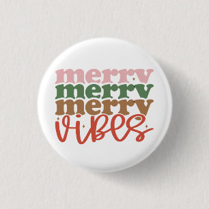 Badge Rond 2,50 Cm Joyeux Vibes Retro Vacances de Noël Super