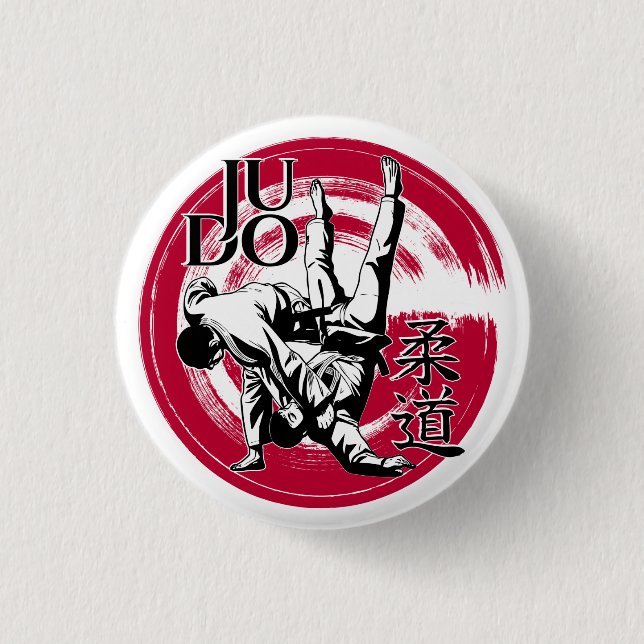 Badge Rond 2,50 Cm Judo Kanji and Rising Sun Throw  (Devant)