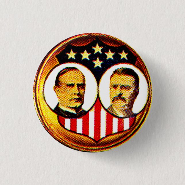Badge Rond 2,50 Cm Jugate de McKinley-Roosevelt (Devant)
