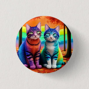 Badge Rond 2,50 Cm Jumeaux de chats Art numérique-56467