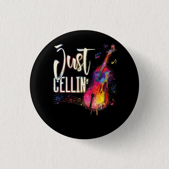 Badge Rond 2,50 Cm Juste Cellin Cello Joueur Cellist Musicien Classic (Devant)
