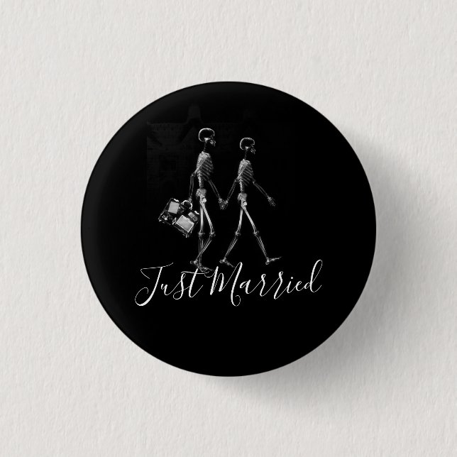 Badge Rond 2,50 Cm Juste Marié X-Ray Skeleton Lune de miel Couple (Devant)