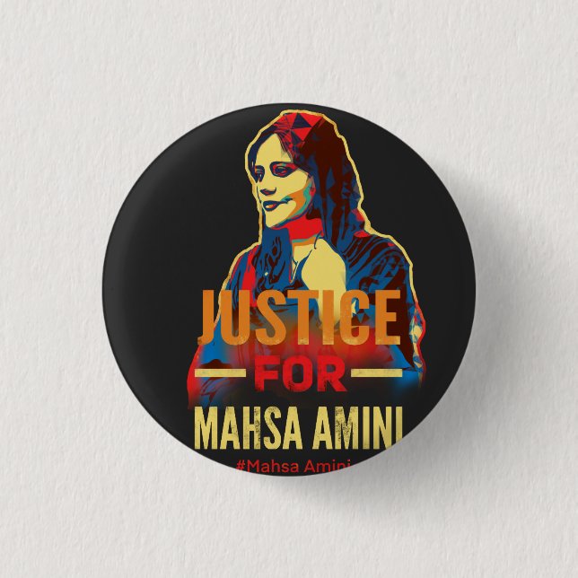 Badge Rond 2,50 Cm Justice pour Mahsa Amini (Devant)