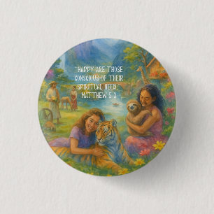 Badge Rond 2,50 Cm JW 2026 Année Texte Matthieu 5:3 Scène Paradise