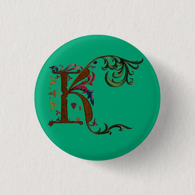 Badge Rond 2,50 Cm K initial éclairé (Devant)