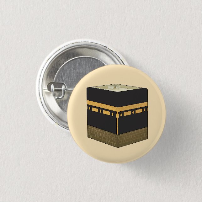 Badge Rond 2,50 Cm Kaaba - Anglais - Chaîne d'eau - Kaabah Hand Drawn (Devant & derrière)