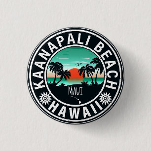Badge Rond 2,50 Cm Ka'anapali Beach Hawaii Retro Sunset Souvenirs 60'