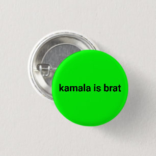 Badge Rond 2,50 Cm kamala est brat typographie moderne noir néon vert