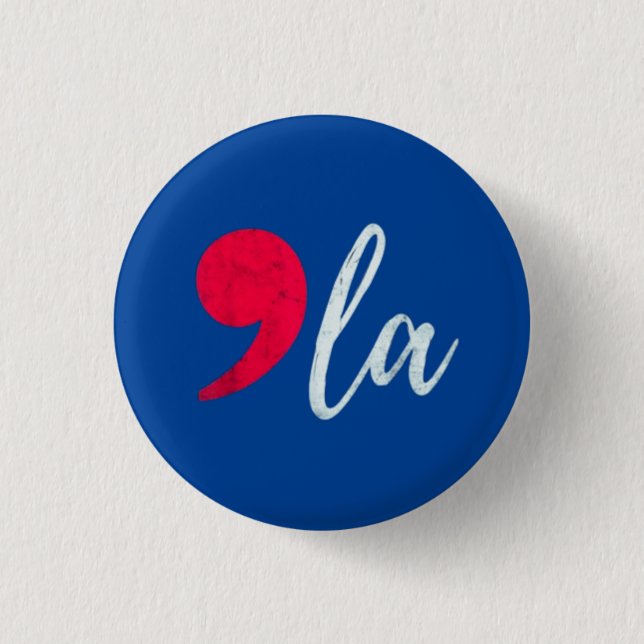 Badge Rond 2,50 Cm Kamala Harris 2024 Président Comma La Funny (Devant)