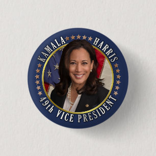 Badge Rond 2,50 Cm Kamala Harris 49e vice-présidente commémorative