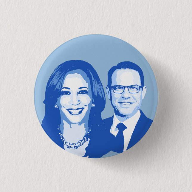 Badge Rond 2,50 Cm Kamala Harris et Josh Shapiro (Devant)