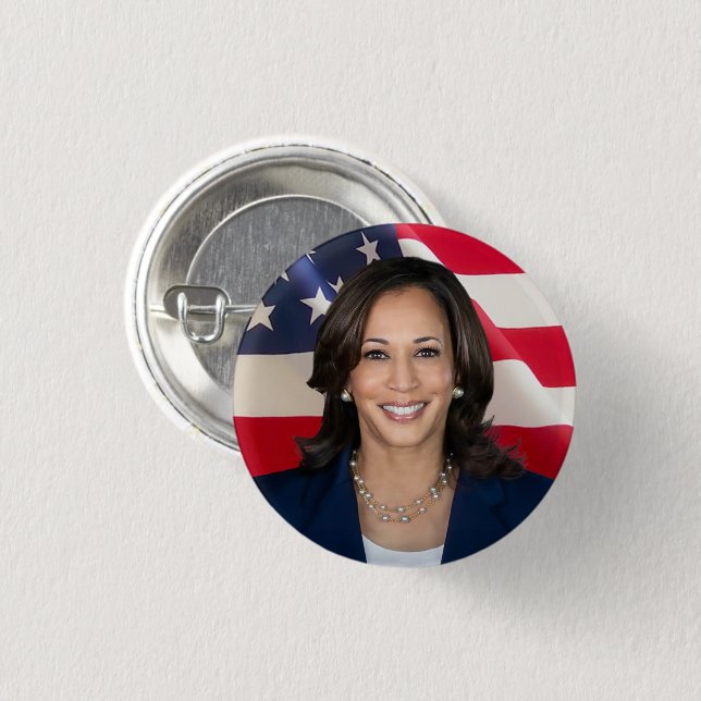 Badge Rond 2,50 Cm Kamala Harris pour l'Amérique (Devant & derrière)