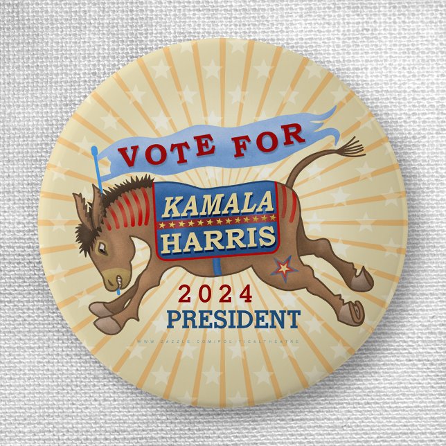 Badge Rond 2,50 Cm Kamala Harris pour le président démocrate Donkey 2 (Créateur téléchargé)