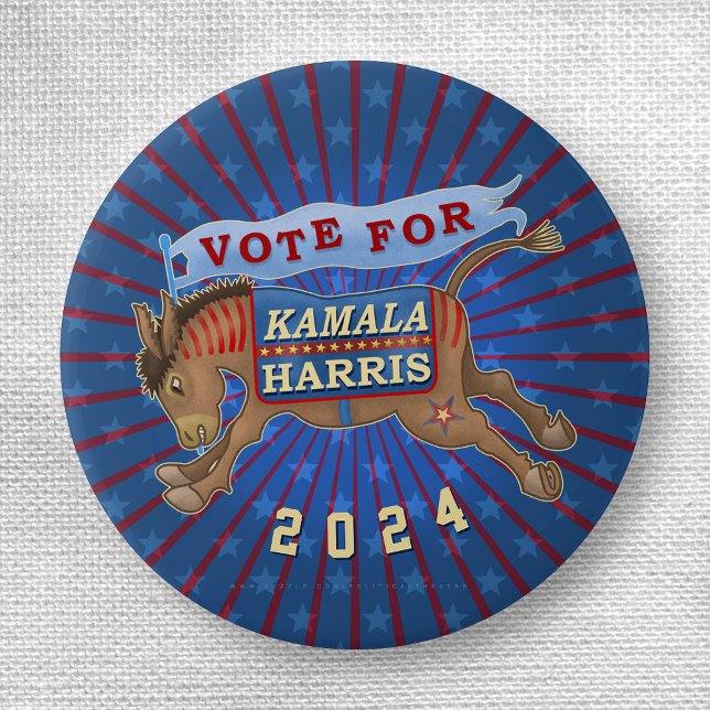 Badge Rond 2,50 Cm Kamala Harris pour le président démocrate Donkey 2 (Créateur téléchargé)