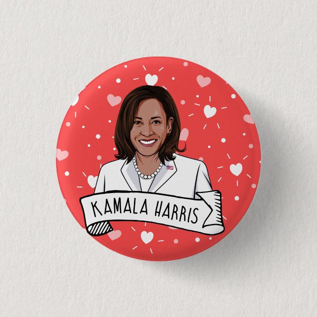 Badge Rond 2,50 Cm Kamala Harris Saint Valentin (Devant)