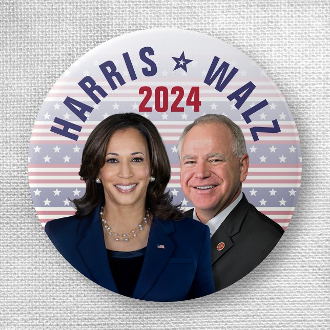 Badge Rond 2,50 Cm Kamala Harris Tim Walz 2024 Président Vice Photos (Créateur téléchargé)
