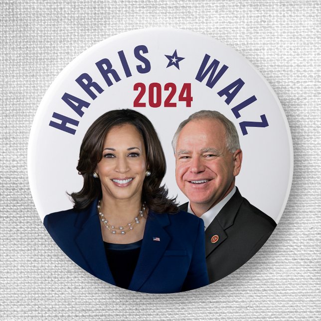 Badge Rond 2,50 Cm Kamala Harris Tim Walz 2024 Président Vice Photos (Créateur téléchargé)