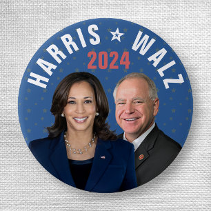 Badge Rond 2,50 Cm Kamala Harris Tim Walz Président Vice 2024 Photos