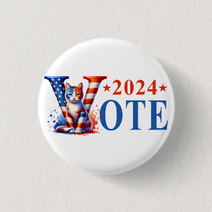 Badge Rond 2,50 Cm Kamala Harris Vote 2024 Cat Patriotic