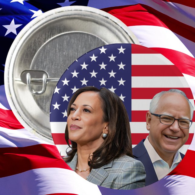 Badge Rond 2,50 Cm Kamala Harris Walz Photo - Président Vice Photos (Créateur téléchargé)