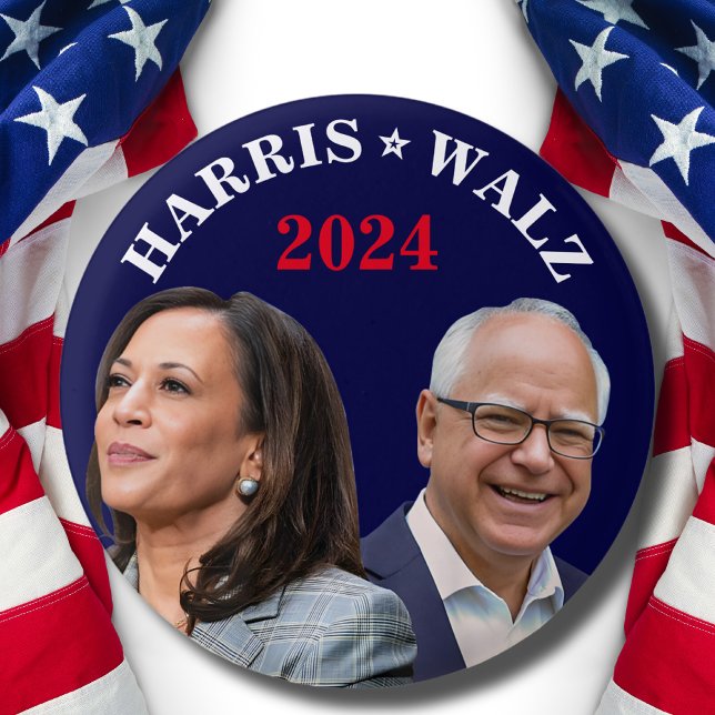Badge Rond 2,50 Cm Kamala Harris Walz Photo - Président Vice Photos (Créateur téléchargé)