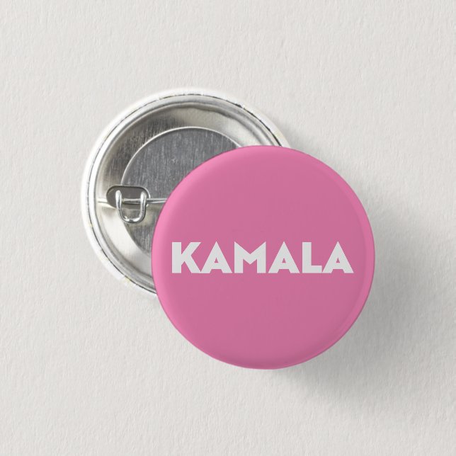 Badge Rond 2,50 Cm kamala moderne typographie audacieuse blanc et ros (Devant & derrière)