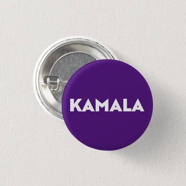 Badge Rond 2,50 Cm kamala moderne typographie audacieuse blanc et vio (Devant & derrière)