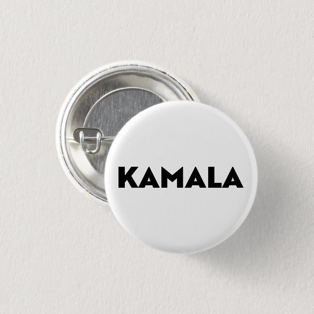 Badge Rond 2,50 Cm kamala moderne typographie audacieuse noir et blan (Devant & derrière)