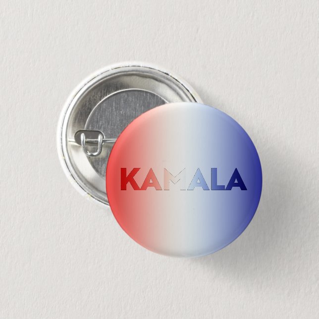 Badge Rond 2,50 Cm Kamala rouge blanc bleu typographie patriotique (Devant & derrière)
