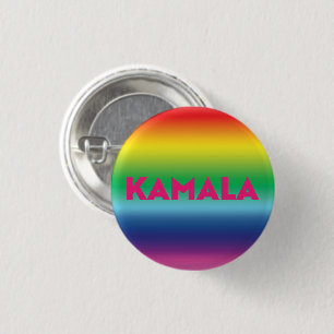 Badge Rond 2,50 Cm Kamala typographie rose arc-en-ciel motif