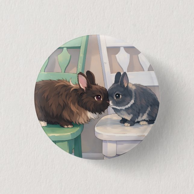 Badge Rond 2,50 Cm Kawaii Anime Two Bunnies Button (Devant)
