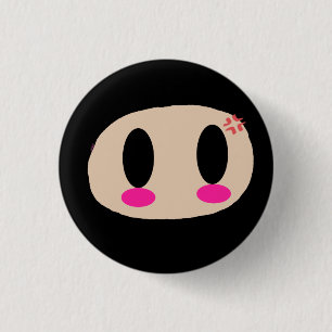 Badge Rond 2,50 Cm Kawaii Ninja font face au bouton