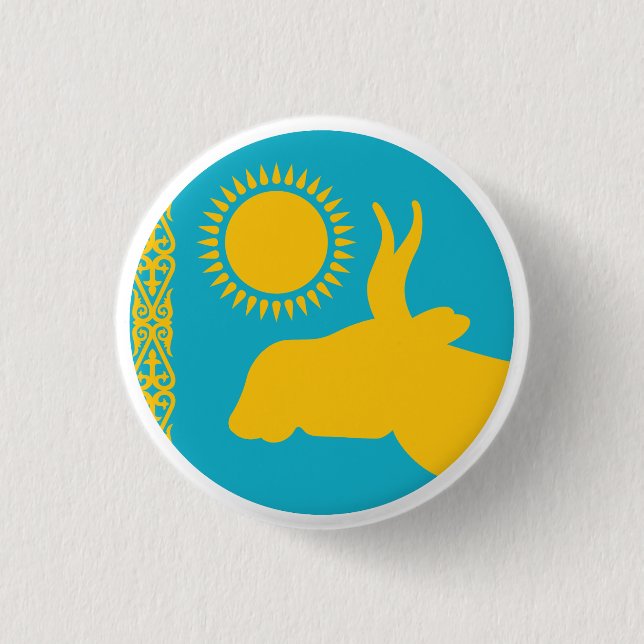 Badge Rond 2,50 Cm Kazakhstan Saiga antilope Kazakh Animal national (Devant)