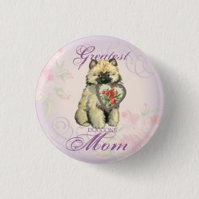 Badge Rond 2,50 Cm Keeshond Heart Maman (Devant)