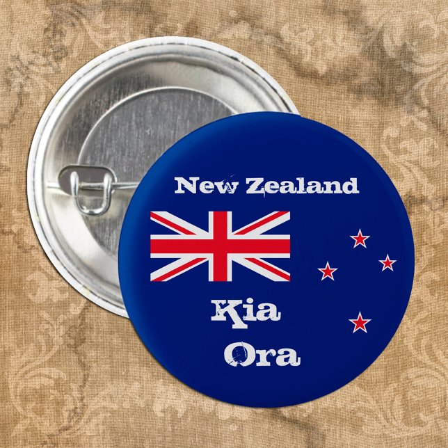 Badge Rond 2,50 Cm Kia Ora & Nouvelle-Zélande Mode Drapeau / Nouvelle (Créateur téléchargé)