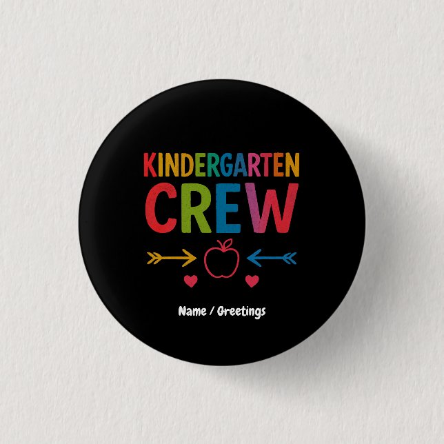 Badge Rond 2,50 Cm Kinder Crew Funny Kindergarten Fun Retour À L'Écol (Devant)
