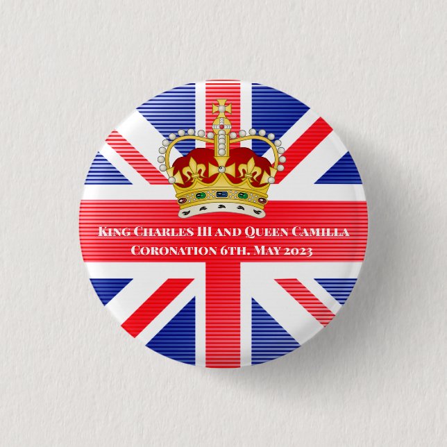 Badge Rond 2,50 Cm King Charles III et Queen Camilla Souvenir (Devant)